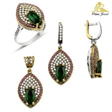 Gümüş Otantik Taşlı Set